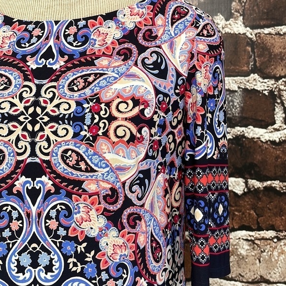 Eliza J Dress Blue Red Paisley Floral Print Knee Length Stretchy 6 - Picture 4 of 10